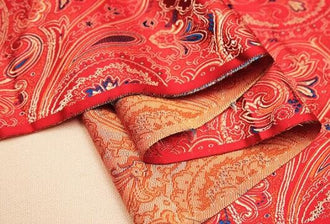 Red Brocade Fabric, Loquat Flower High-density Nylon Cheongsam Fabric, Chinese Style Fabric, Jacquard Fabric, Fabric by the yard