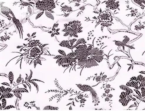Black White Color Brocade Fabric with Bird Pattern, Cheongsam Fabric, Chinese Style Fabric, Wedding Jacquard Fabric, Fabric by the yard