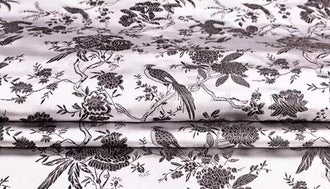 Black White Color Brocade Fabric with Bird Pattern, Cheongsam Fabric, Chinese Style Fabric, Wedding Jacquard Fabric, Fabric by the yard