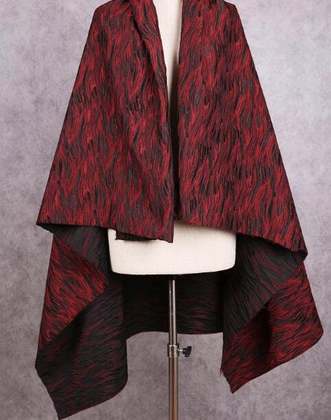 High quality black red color jacquard fabric, feather style jacquard, flowing water style cosplay dress fabric,  fabric by the yard
