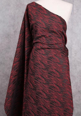 High quality black red color jacquard fabric, feather style jacquard, flowing water style cosplay dress fabric,  fabric by the yard