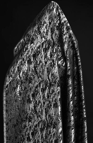 Black silver color jacquard fabric, wave pattern wedding dress fabric,   cosplay dress fabric, fabric by the yard