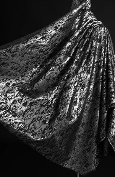 Black silver color jacquard fabric, wave pattern wedding dress fabric,   cosplay dress fabric, fabric by the yard