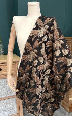 Black background jacquard fabric, brown tulip luster fabric, textured jacquard fabric,  qipao fabric