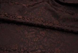 Coffee color brocade fabric with Chinese silver dragon pattern, jacquard fabric, by the yard