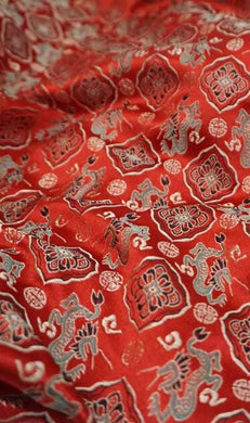 Red bottom diamond brocade fabric,  Ruyi Xiaolong Fushou Song brocade fabric,  jacquard fabric, fabric by the yard