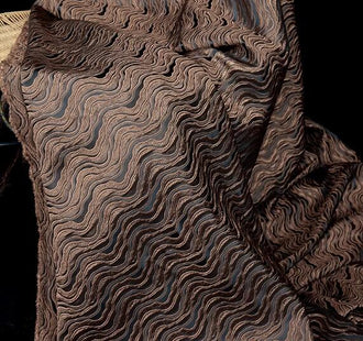 High quality black coffee color jacquard fabric, wave pattern fabric, relief texture fabric,  jacket fabric, cape fabric, by the yard