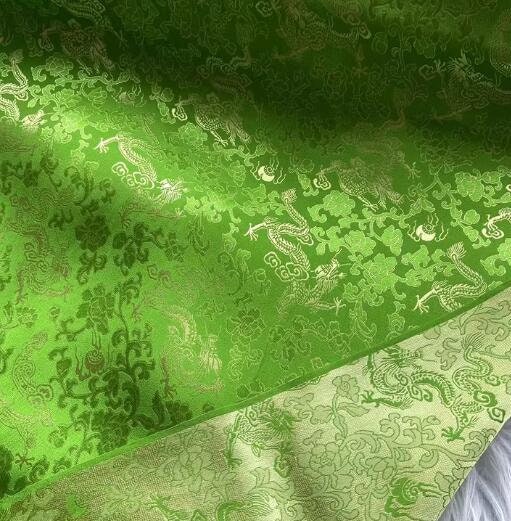 30%Off-Green/pink/blue silk jacquard fabric, silk brocade fabric, Chinese style fabric, Tang suit fabric, dragon pattern fabric