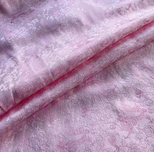 30%Off-Green/pink/blue silk jacquard fabric, silk brocade fabric, Chinese style fabric, Tang suit fabric, dragon pattern fabric