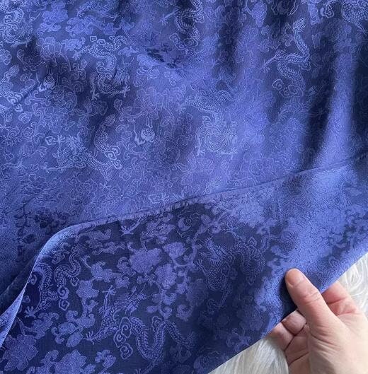 30%Off-Green/pink/blue silk jacquard fabric, silk brocade fabric, Chinese style fabric, Tang suit fabric, dragon pattern fabric