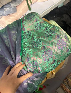 Wide brocade fabric, green pink purple color brocade fabric, wedding Chinese style jacquard fabric, by the yard