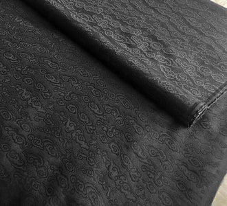 Black color silk jacquard fabric with clouds pattern, wedding dress fabric, Cosplay dress fabric