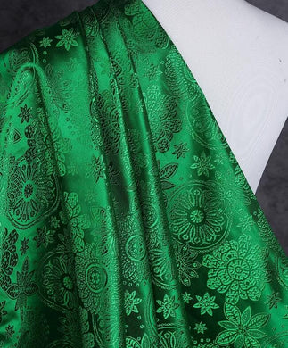 Green  Color Brocade Fabric, Flower Style Jacquard Fabric, Tang-suit Dress Fabric, by the yard