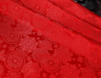 Red/yellow/rose red  Color Brocade Fabric, Flower Style Jacquard Fabric, Tang-suit Dress Fabric, by the yard