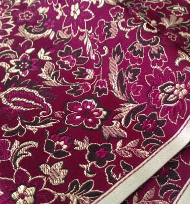 Purple Red Color Brocade Fabric, Flower Style Jacquard Fabric, Tang-suit Dress Fabric, by the yard