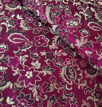 Purple Red Color Brocade Fabric, Flower Style Jacquard Fabric, Tang-suit Dress Fabric, by the yard