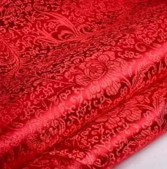 Red Color Brocade Fabric, Flower Style Jacquard Fabric, Tang-suit Dress Fabric, by the yard