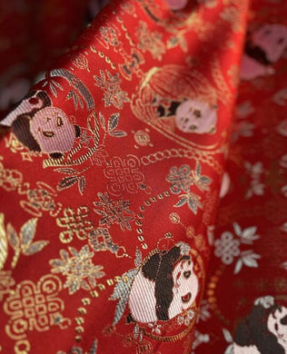 Panda bamboo brocade fabric, Hanfu skirt, children's clothing vest fabric, DIY jacquard fabric