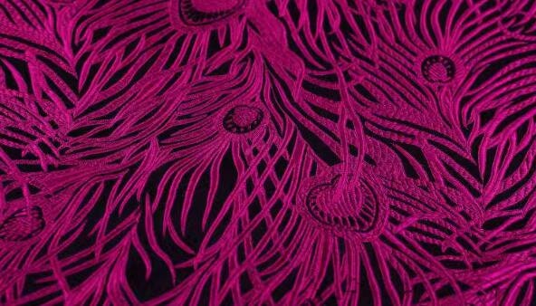 SALE, Red/purple red color brocade fabric with peacock feather pattern, cosplay dress fabric, wedding brocade fabric, by the yard