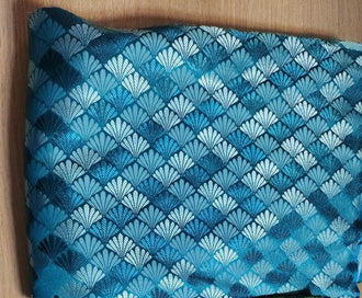 Blue color brocade fabric with fish scale pattern, wide fabric,  jacquard fabric, by the yard