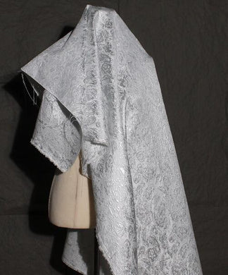 Silver white color jacquard fabric, wedding jacquard fabric, fabric by the yard