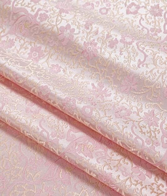 Green pink flower jacquard fabric, wedding jacquard fabric,  cosplay dress fabric, fabric by the yard