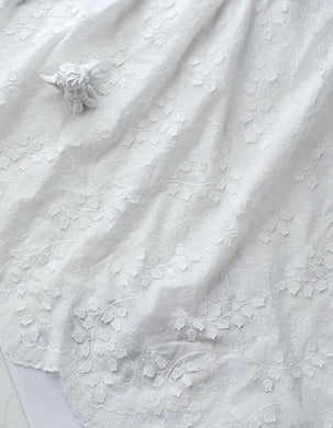 SALE, 100% cotton fabric, off-white color floral embroidery, handmade cotton fabric, DIY dress fabric, scallop edge fabric, by the yard