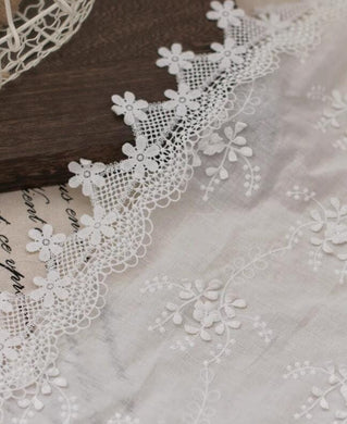 Off-white color lace trim, cotton lace Trim, DIY Dress lace Trim, Wedding accessories by the yard - (9.5cm)3.74" wide-for 2 yards long