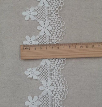 SALE, Off-white color lace trim, DIY Dress lace Trim, Wedding lace trim, by the yard - (7cm)2.75" wide-for 2 yards long