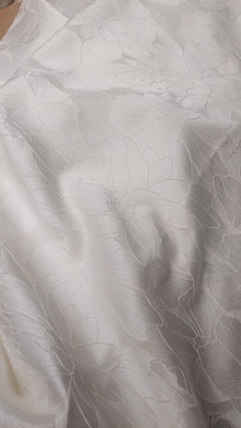 High Quality Off-white Color Lotus Style Jacquard Fabric, Wedding Dress Jacquard Fabric, Fabric by the yard