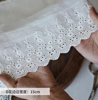 SALE, off-white color lace trim, cotton lace trim, wedding lace trim, by the yard - (15cm)5.9" wide-for 2 yards long