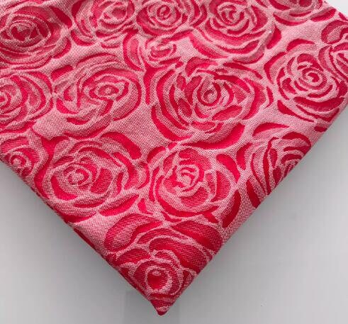 Red color rose jacquard fabric, wedding dress jacquard fabric, cosplay dress fabric, by the yard