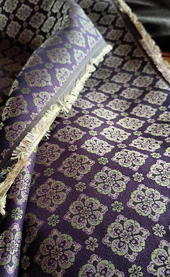 Wide Brocade Fabric, Purple Green Color Brocade Fabric, Flower Style Brocade Fabric, Cosplay Dress Fabric, by the yard