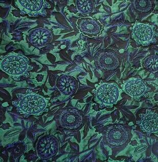 High quality dark green blue color jacquard fabric, wedding jacquard fabric, cosplay dress fabric