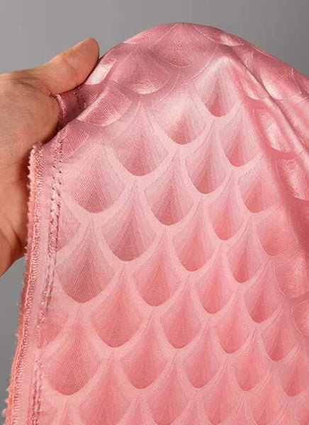 Pink color brocade fabric with feather style, jacquard fabric,  cosplay dress fabric, by the yard