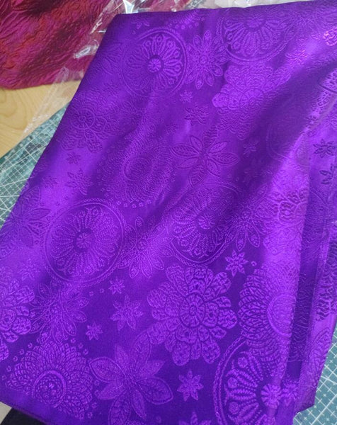 Purple blue Color Brocade Fabric, Flower Style Jacquard Fabric, Tang-suit Dress Fabric, by the yard