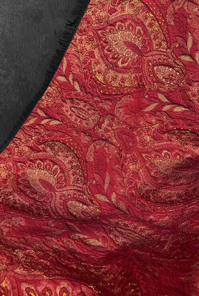 Red gold color jacquard fabric, fashion jacquard fabric, cosplay dress fabric, fabric by the yard