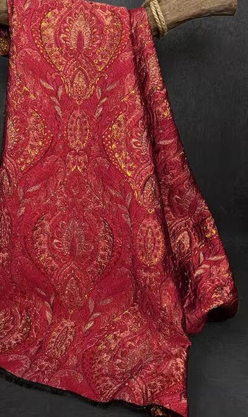 Red gold color jacquard fabric, fashion jacquard fabric, cosplay dress fabric, fabric by the yard
