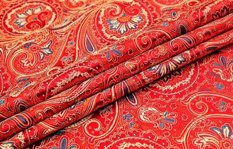 Red Brocade Fabric, Loquat Flower High-density Nylon Cheongsam Fabric, Chinese Style Fabric, Jacquard Fabric, Fabric by the yard