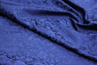 Blue color brocade fabric with Chinese dragon pattern, jacquard fabric, by the yard