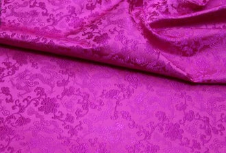 Rose red color brocade fabric with Chinese dragon pattern, jacquard fabric, by the yard