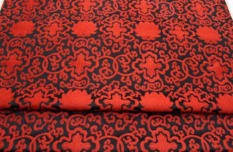 Black red color brocade fabric, jacquard fabric, flower style brocade fabric, cosplay dress fabric, by the yard