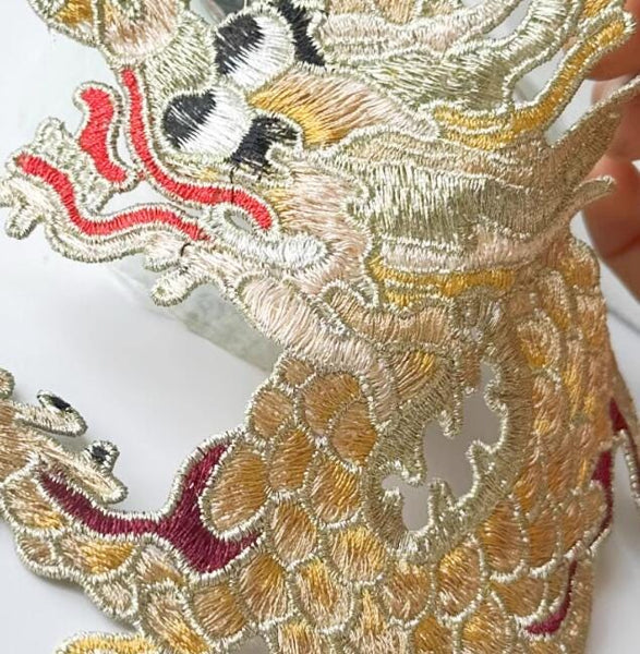 3Color Gold/blue/grey blue black color Chinese Loong Patches, Decorative Dragon Patches, Dragon Applique, 1 PCS-sewing on