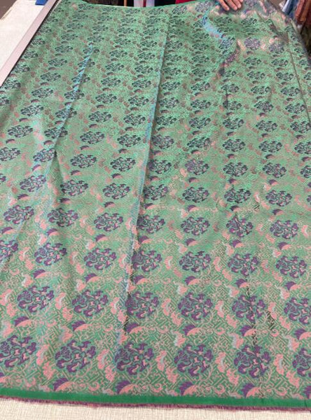 Wide brocade fabric, green pink purple color brocade fabric, wedding Chinese style jacquard fabric, by the yard