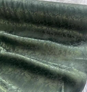 Army green color silk jacquard fabric, silk brocade fabric, Chinese style fabric, dragon pattern fabric for wedding, Cosplay dress fabric