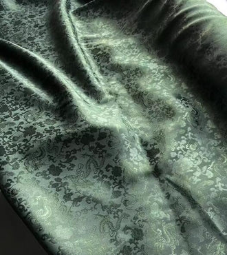 Army green color silk jacquard fabric, silk brocade fabric, Chinese style fabric, dragon pattern fabric for wedding, Cosplay dress fabric