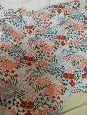 High Quality Cotton Linen Fabric With Embroidered Flora and Leaf Pattern, Embroidered Flower Linen Fabric, Fabric by the yard