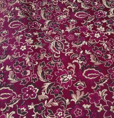 Purple Red Color Brocade Fabric, Flower Style Jacquard Fabric, Tang-suit Dress Fabric, by the yard