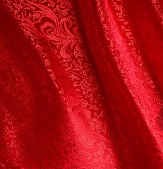 Red Color Brocade Fabric, Flower Style Jacquard Fabric, Tang-suit Dress Fabric, by the yard