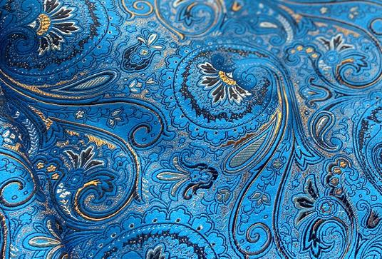 Blue color brocade fabric with black flower, jacquard brocade fabric, by the yard